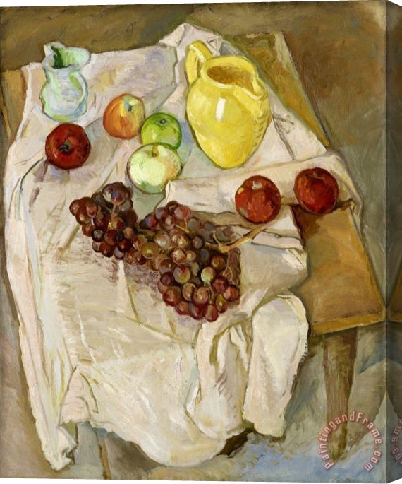 Pierre Daura Untitled [yellow Pitcher, Apples And Grapes] Stretched Canvas Print / Canvas Art